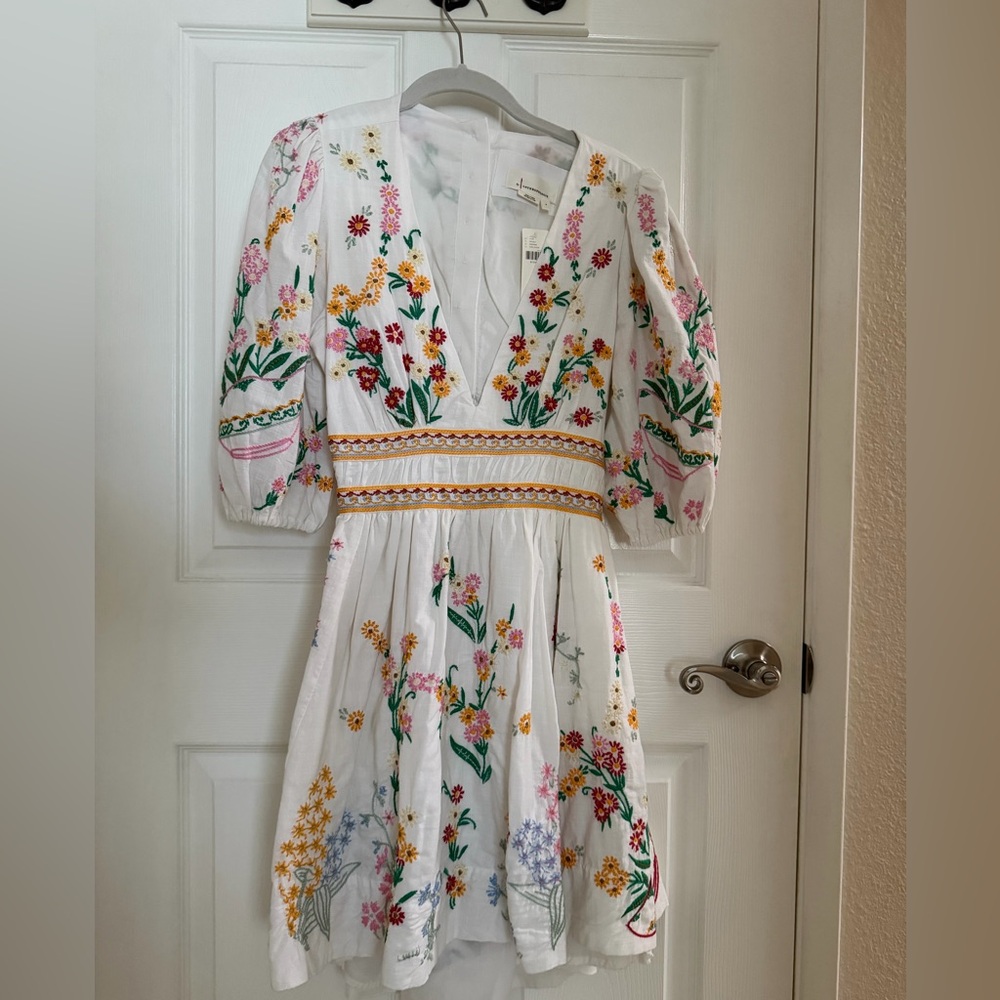 Anthropologie Deep-V Floral Mini Dress